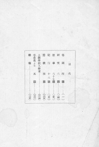 ファイル:校友会雑誌 第14号 002 目次.jpg